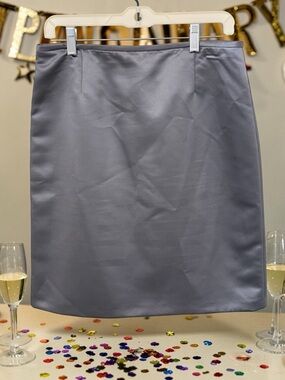 Tahari ASL Silver Satin Pencil Skirt